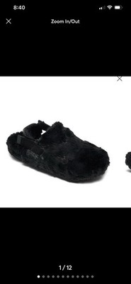 Nike Calm Mule SE Faux Fur Black FZ3119-001 Furry Sandals Slides Women s Size 6