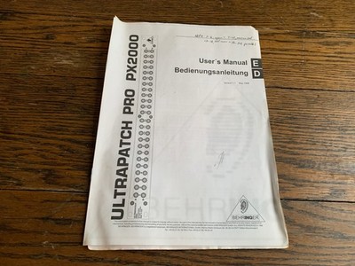 BEHRINGER PX2000 ULTRAPATCH PRO MANUAL/ TECHNICAL BOOKLET- MAKE OFFER!