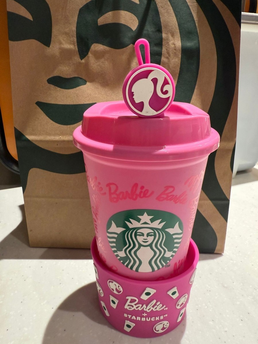 【メキシコ限定】 Barbie×STARBUCKS　カップスリーブ&ストッパー Starbucks X Barbie Reusable Cup Size 16 oz + Cup Sleeve + Stopper