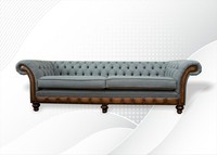 Big Xxl Sofa 4 Sitzer Couch Chesterfield Polster Garnitur Leder Textil Grau Neu