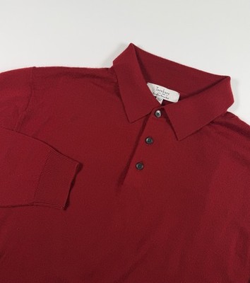 Turnbury Extra Fine Merino Wool Red Sweater Collar Men s Size Large
