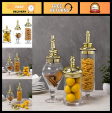 Glass Apothecary Jars with Brass Lids