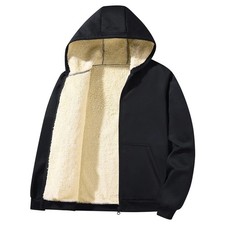 Men's Sherpa Fleece Lined Hooded Sweatshirt Jacket Winter Warm Casual Coat