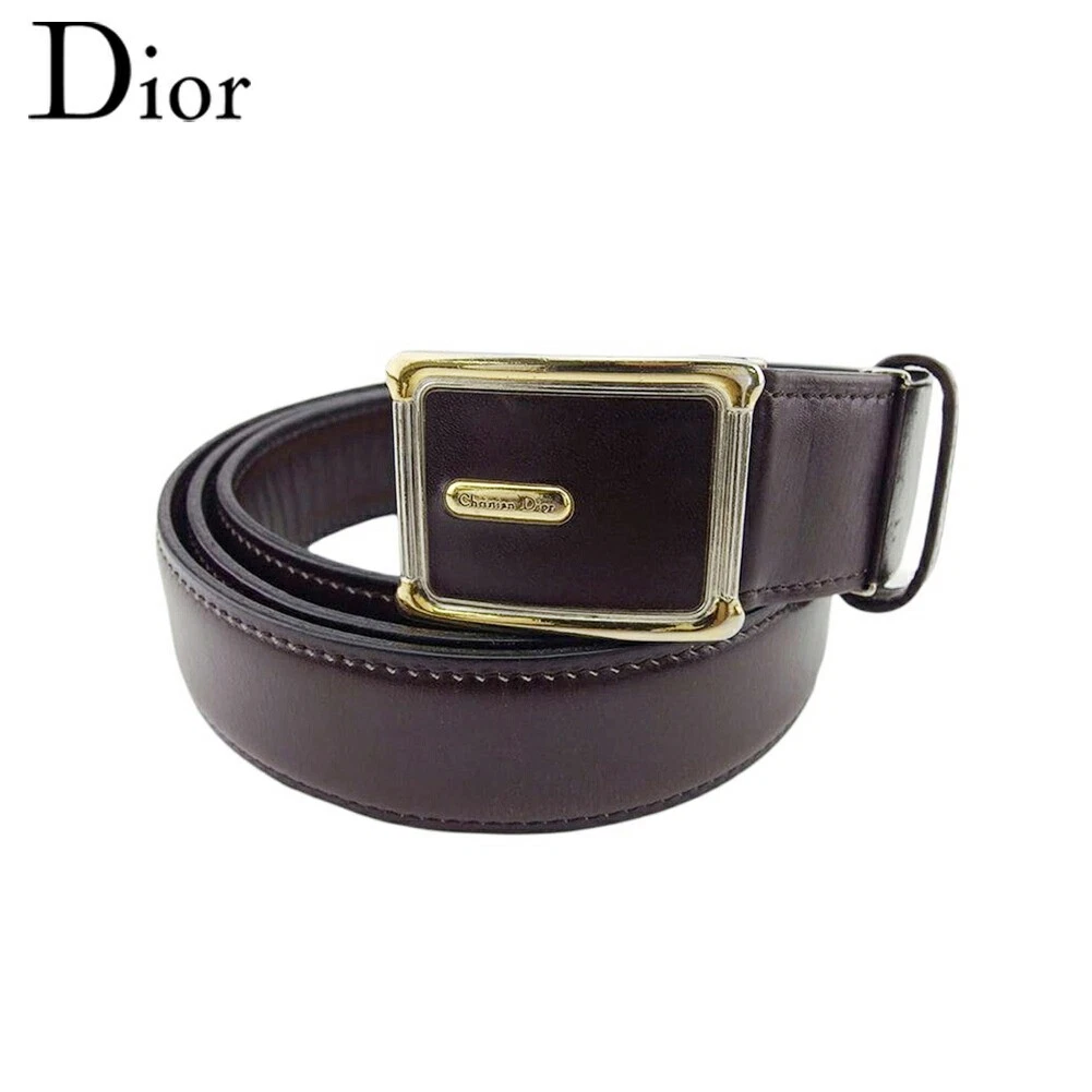 Ceinture homme Dior marron foncé or argent cuir T21325