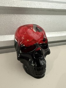 Black Red Crystal Skull Rose Statues Halloween Glass Skull Head 5”