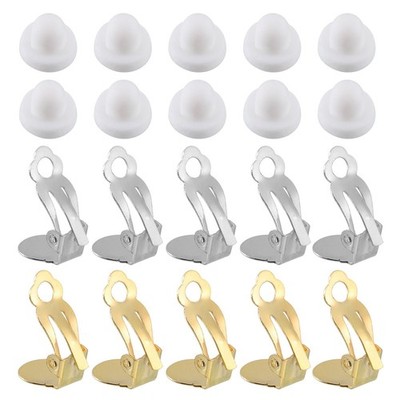 uxcell Clip-on Earring Converter with Silicon 17 x 10mm, White & Gold 