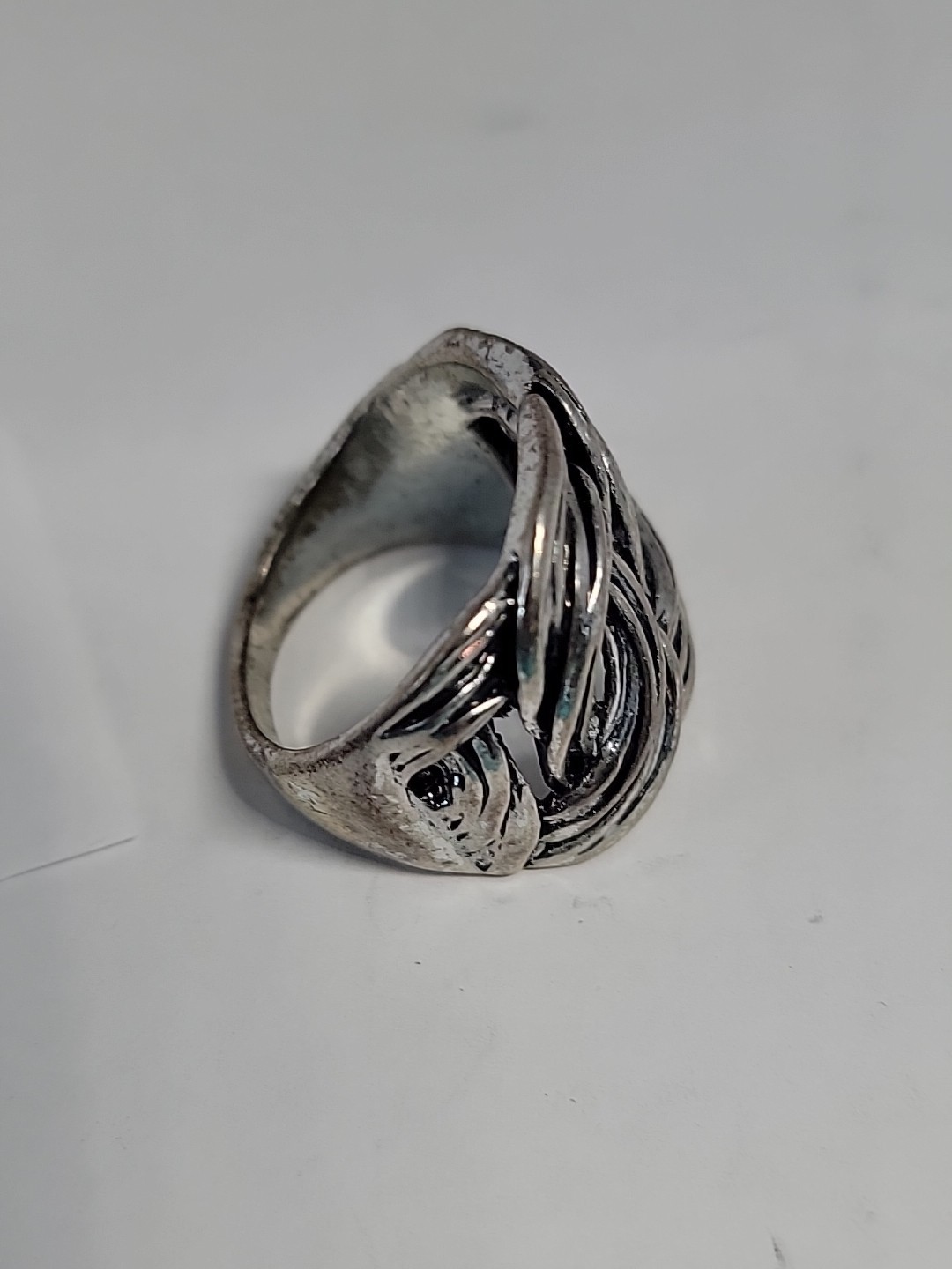 Ring Silver Tone Braid Scroll Pattern Size 9 - image 5