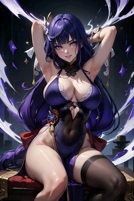 Genshin Impact Raiden full artwork waifu anime print #18
