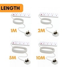 LITETRON 4 GANG 4 Way 1M 2M 5M 10M UK Mains Power Extension Lead Cable Elec Cord
