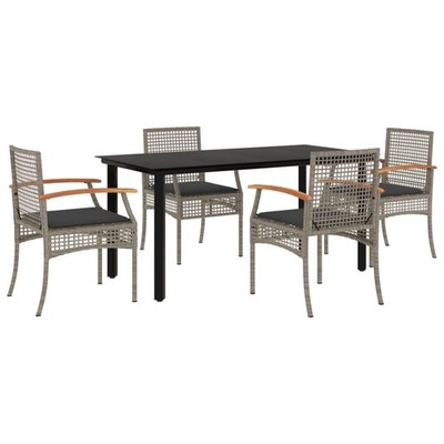 Patio Dining Set with Cushions Outdoor Garden Furniture Poly Rattan vidaXL
