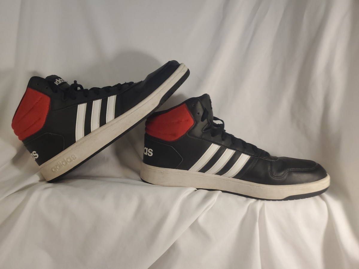 Size 14 - adidas Hoops 2.0 Mid Core Black Scarlet for sale