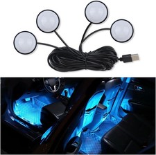 4-in-1 Car LED Lights Interior with USB Port, Ambient Neon Car Color: Ice Blue