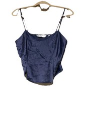 100 Silk 1999 Victorias Secret Camisole Tank Crop Top Women s Medium Navy Blue