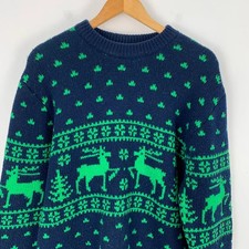 Vintage United Colors Benetton Jumper 50 Medium Shetland Wool Xmas Fair Isle