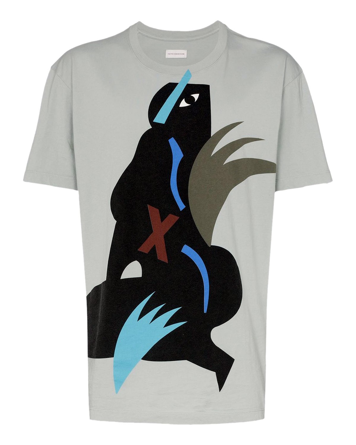 Мужская хлопковая футболка Faith Connexion Swizz Beatz с принтом большого павлина синего цвета 10390₽