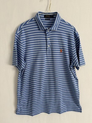 Polo Ralph Lauren Mens Shirt Large Pima Soft Touch Preppy Horse Logo Striped