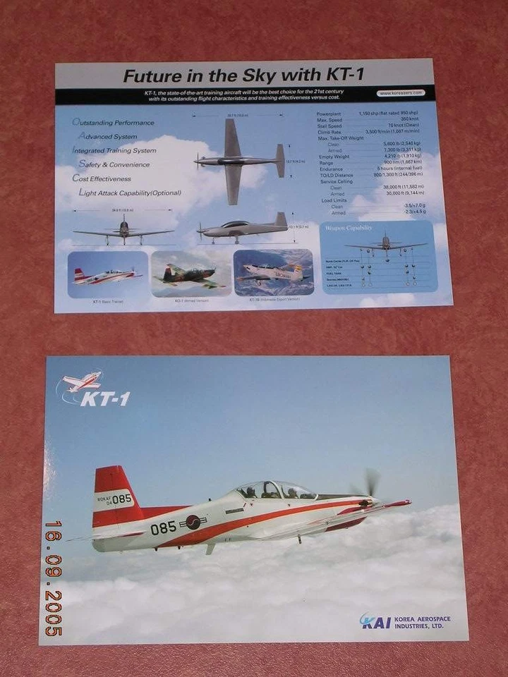 KT-1 KOREA plane - brochure catalogue avion chasseur militaire - english - Photo 1/1