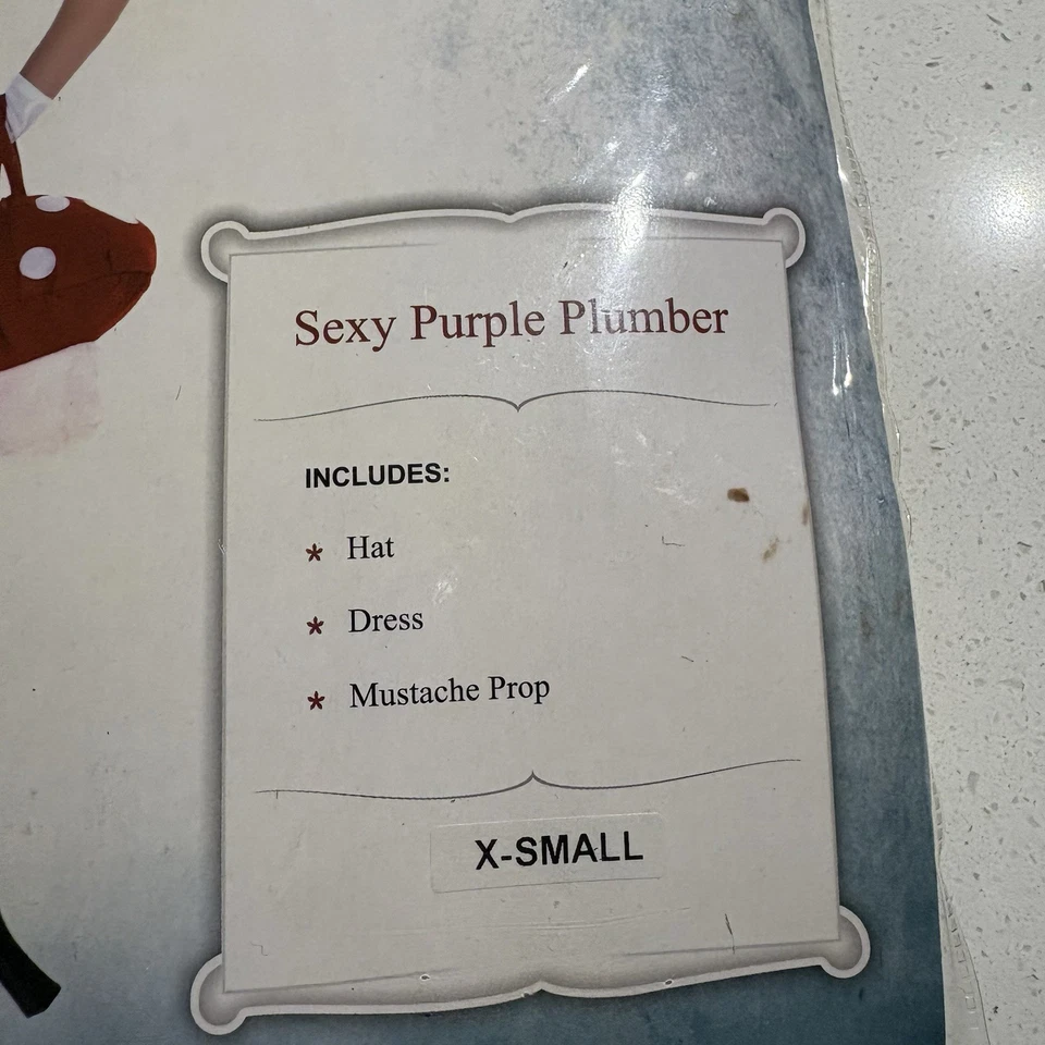 Sexy Disfraz de Fontanero Púrpura XS - Vestido Sombrero Bigote utilería Mario Foto 2 de 4
