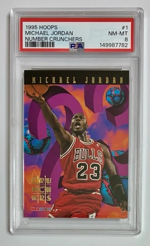 Michael Jordan 1995-96 Hoops Number Crunchers PSA 8 Mint Insert NBA Card #1