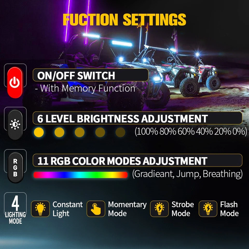 Panel de interruptor RGB 8 velocidades sistema multifunción APP + control remoto camión todoterreno Foto 2 de 4