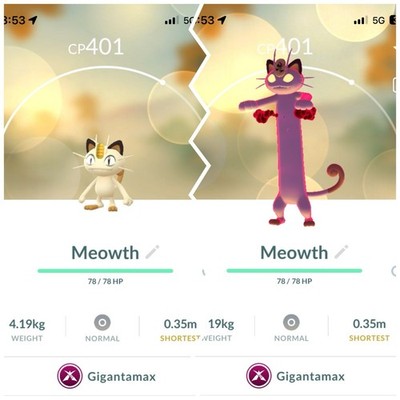 Meowth Gigantamax Pokemon Gen1 Go Same/30 Day Kanto Pokémon Gmax