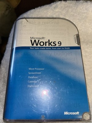 Microsoft Works 9 Windows Software Tool Word Processor Spreadsheet DB W/ Case