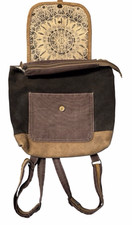 Myra Bag Western Daisy Delight Cotton  Leather Backpack Bag