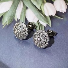 2.50Ct Round Cut Lab Created Diamond Flower Stud Earrings 14k White Gold Plated