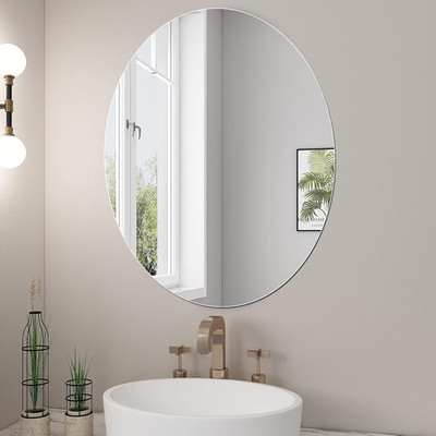 Oval Mirror, Acrylic Oval Bathroom Mirrors Unbreakable Frameless Wall-Mounted Mi