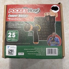 Pocket Hose 25 FT Copper Bullet Expandable Garden Hose w/10 Pattern Thumb Spray