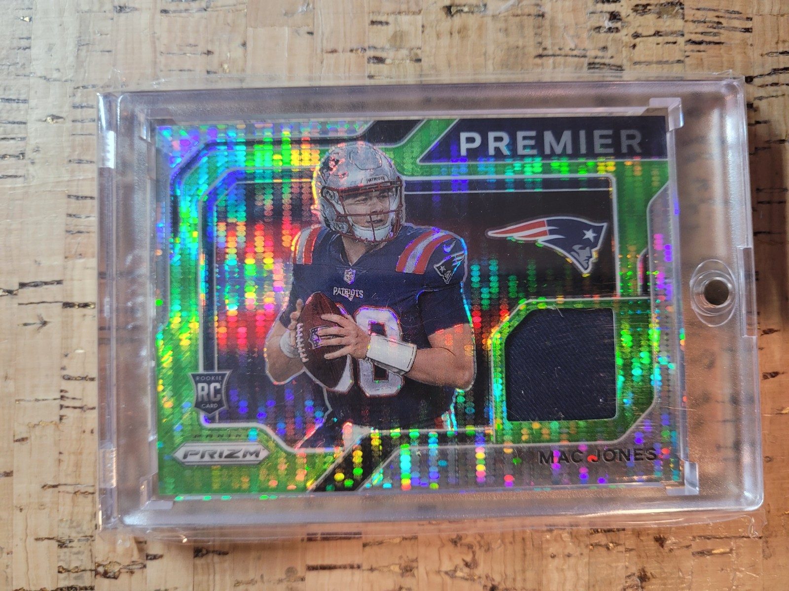 Mac Jones Panini Prizm Premier Jersey #PJ6 Neon Green Pulsar