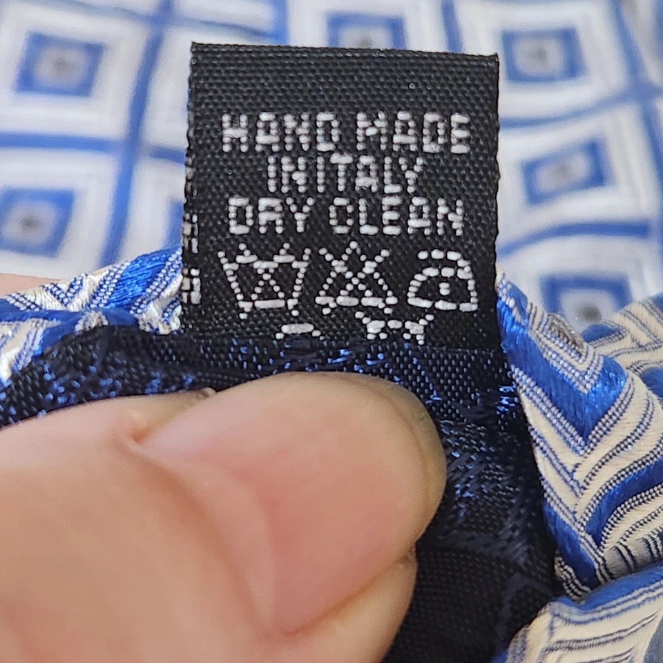 Bachrach Lote de 3 Corbatas Hombre Azul Geométricas Sólidas 100% Seda Foto 4 de 4