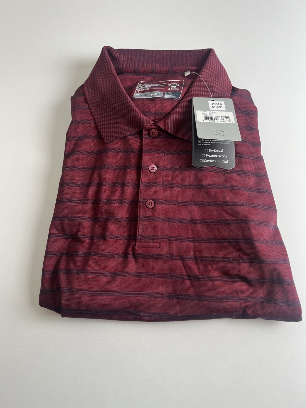 CUTTER AND BUCK CB DRY TEC Luxe Mens XL Golf Polo NWT Red