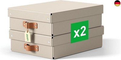 Puro Flache Aufbewahrungsbox mit Deckel, Medium, 2er-Set, Box 8 L, stapelbar, Or