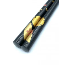 Wajima Lacquer Chopsticks Maki-e 1 pair 22.5cm black Japanese Crafts 雪月花 #211