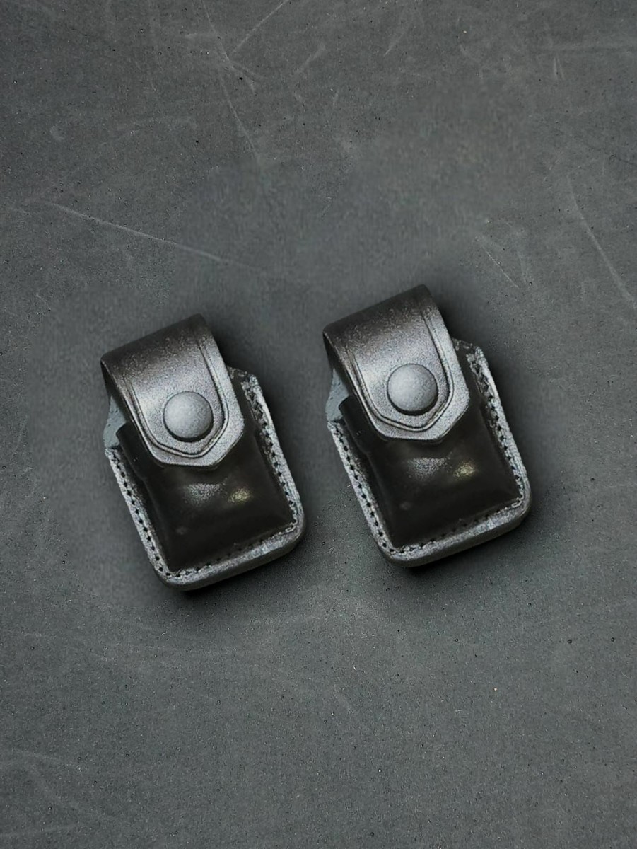 K2001-MG Two Single Speedloader Pouches – Belt Loop OWB – For 357 Magnum Revolver – KINGDOM HOLSTER Leather