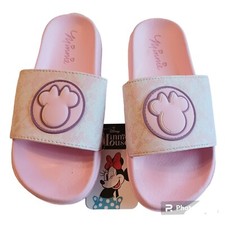 Disney Minnie Mouse Girls Slide Sandals-Size 2-Pink-Purple