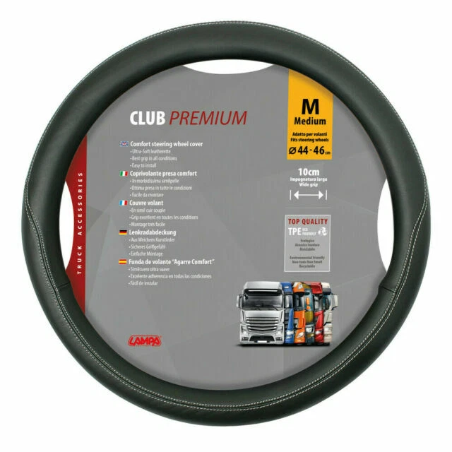 Lampa Steering Wheel Cover - L, 46/48 cm, Black (98847)