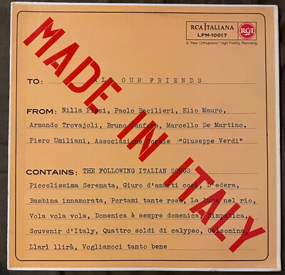 MADE IN ITALY - 1958 Compilation of Italian Pop -Nilla Pizzi, Paolo Bacilieri EX