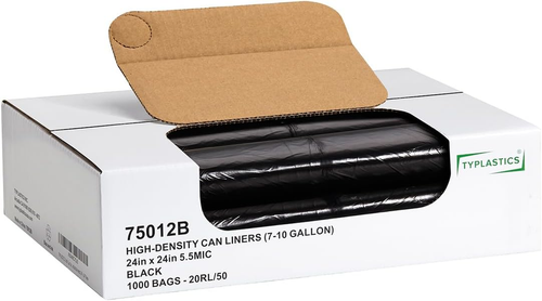 1000 Pack Black Garbage bags on Perforated Roll 7-10 Gallon 24" x 24" Scent Free