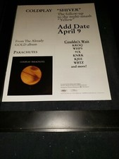 Coldplay Shiver Rare Original Radio Promo Poster Ad Framed!