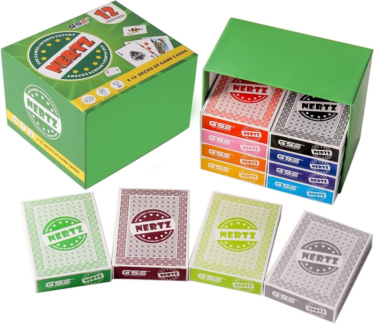 GSE 12-Deck Nertz Playing Cards. Fast Frenzied Fun Card Game - Up