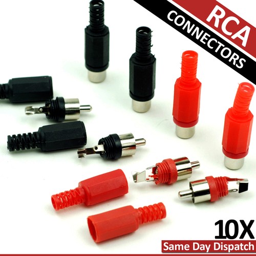 10 RCA Male Female Phono Adapter Audio Visual AV Plug Solder Cable
