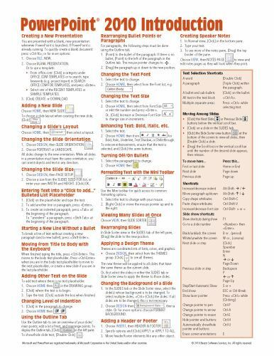 Microsoft PowerPoint 2010 Introduction Quick Reference Guide - FAST SHIPPING - Picture 1 of 1