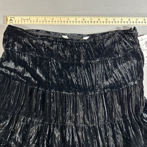 Dressbarn Skirt Women Large Black Velvet Maxi Goth Whimsigoth Witchy Boho Tiered - Picture 3 of 8