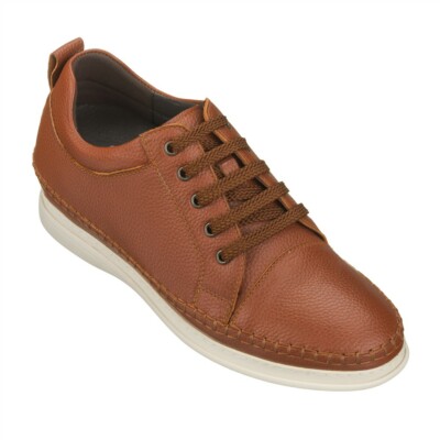 CALTO Men's Invisible 3'' Height Increasing Elevator Moc Stitched Cap Toe Sneaker