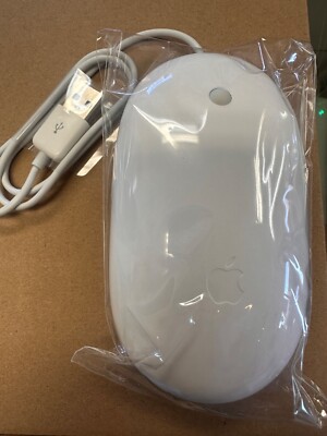Apple A1152 USB Wired White Optical Mighty Mouse w/ 2 Side Buttons & Scroll Bal