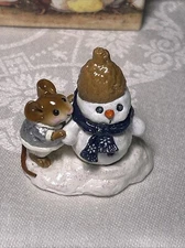 Wee Forest Folk M-287 Cool Friends Brown Hat Silver Coat Blue Glitter Scarf