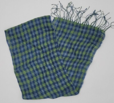 Rugby by Ralph Lauren Scarf Linen/Cotton Plaid Green/Blue/White FC