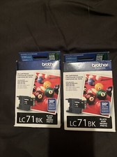 2 Brother LC71BK Black Ink Cartridge Printer New In Box